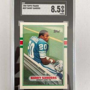 1989 Topps Traded Barry Sanders Football Rookie Card Graded